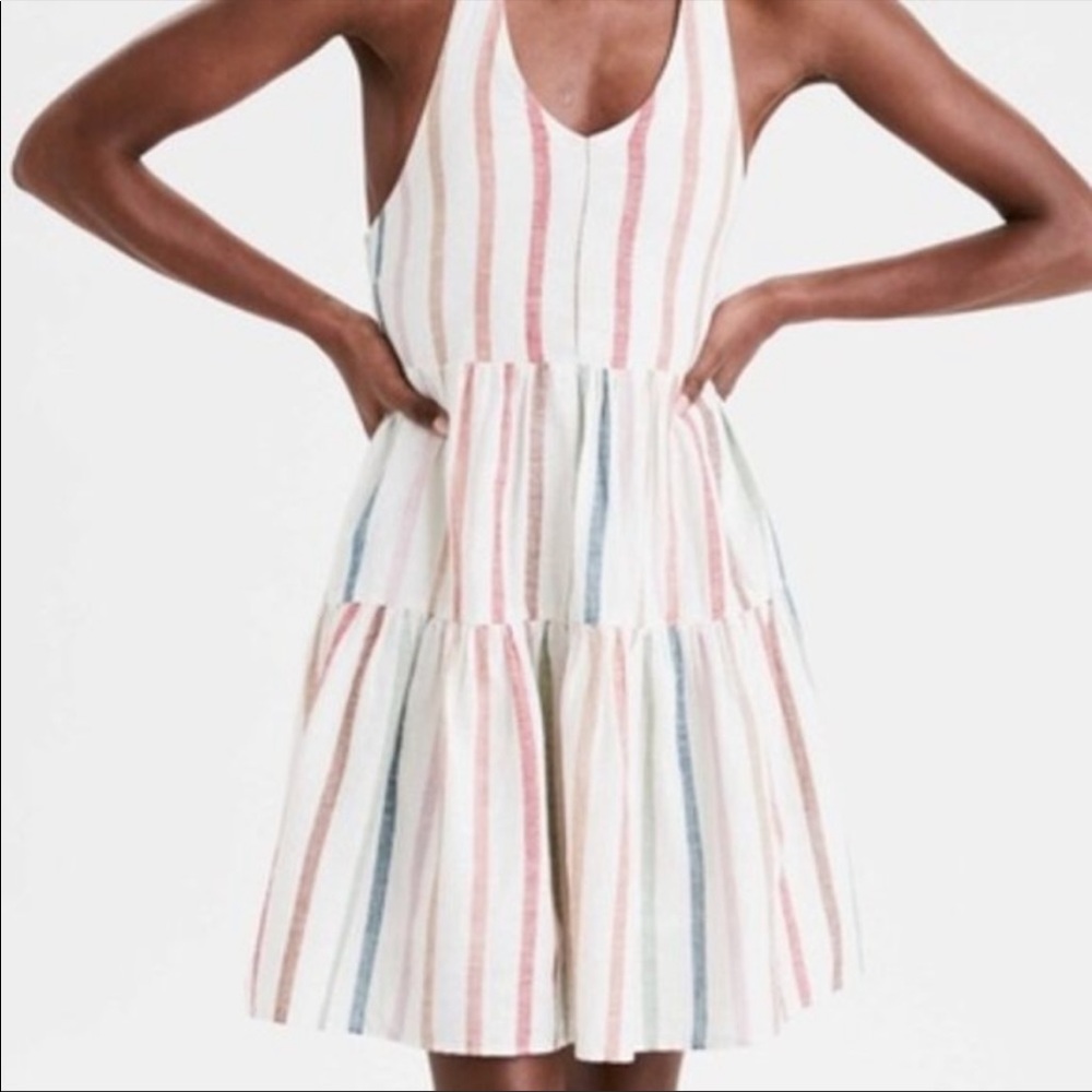 American Eagle Rainbow Striped Halter Dress